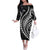 Polynesian Pride Off The Shoulder Long Sleeve Dress Turtle Hibiscus Luxury Style - Black LT7 Women Black - Polynesian Pride