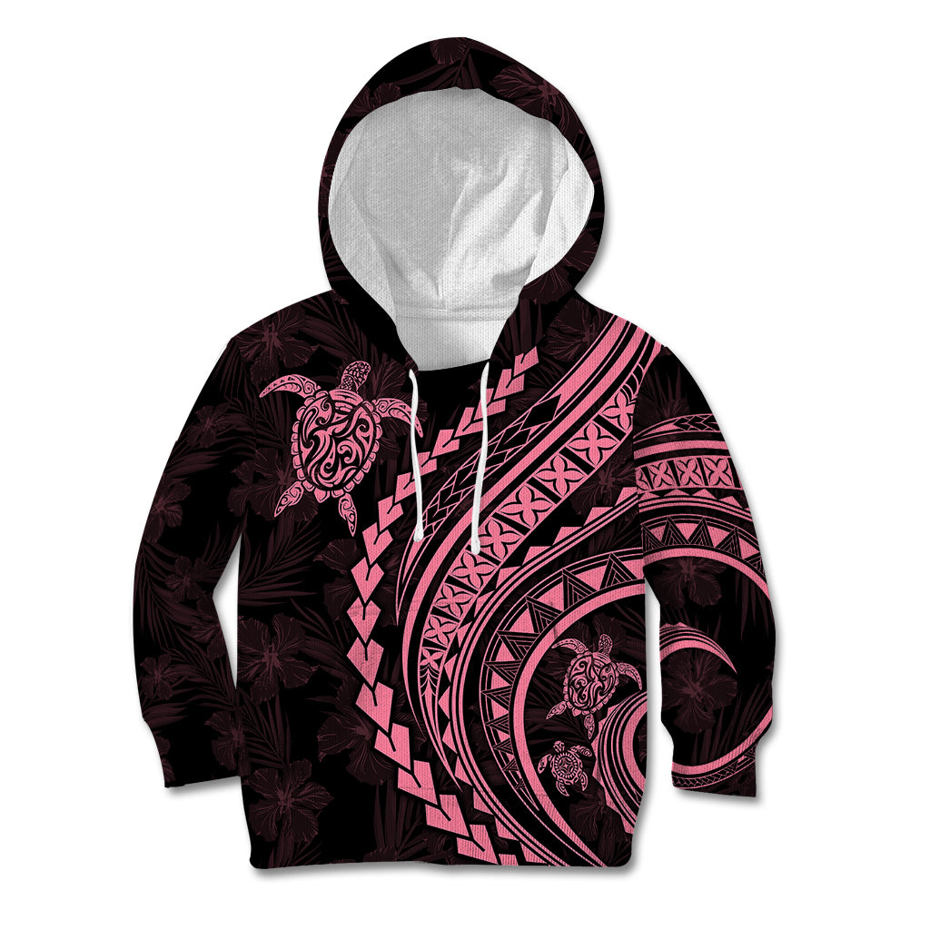 Polynesian Pride Kid Hoodie Turtle Hibiscus Luxury Style - Carnation Pink LT7 Hoodie Carnation Pink - Polynesian Pride