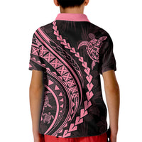 Polynesian Pride Kid Polo Shirt Turtle Hibiscus Luxury Style - Carnation Pink LT7 - Polynesian Pride