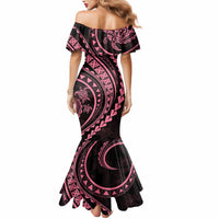 Polynesian Pride Mermaid Dress Turtle Hibiscus Luxury Style - Carnation Pink LT7 - Polynesian Pride