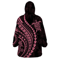 Polynesian Pride Wearable Blanket Hoodie Turtle Hibiscus Luxury Style - Carnation Pink LT7 - Polynesian Pride