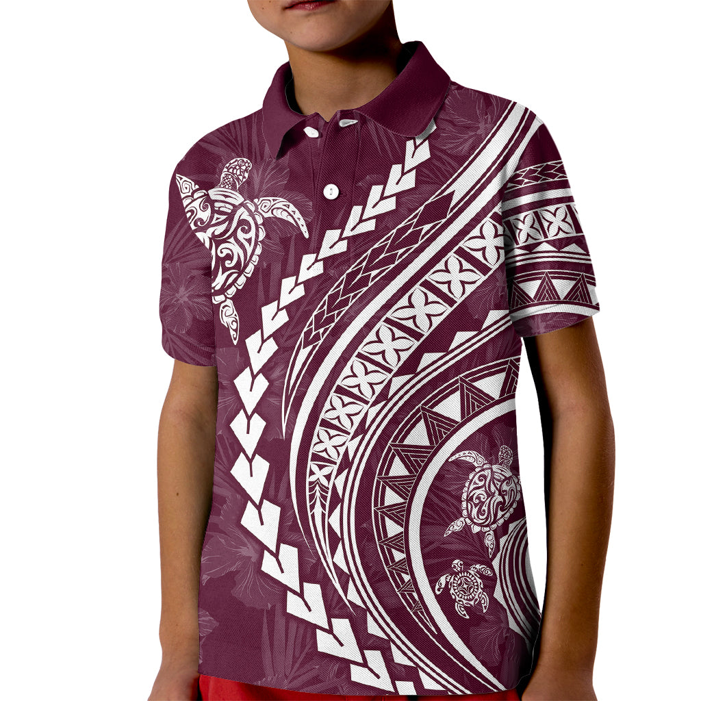 Polynesian Pride Kid Polo Shirt Turtle Hibiscus Luxury Style - Champagne LT7 Kid Champagne - Polynesian Pride