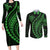 Polynesian Pride Couples Matching Long Sleeve Bodycon Dress and Long Sleeve Button Shirts Turtle Hibiscus Luxury Style - Green LT7 Green - Polynesian Pride