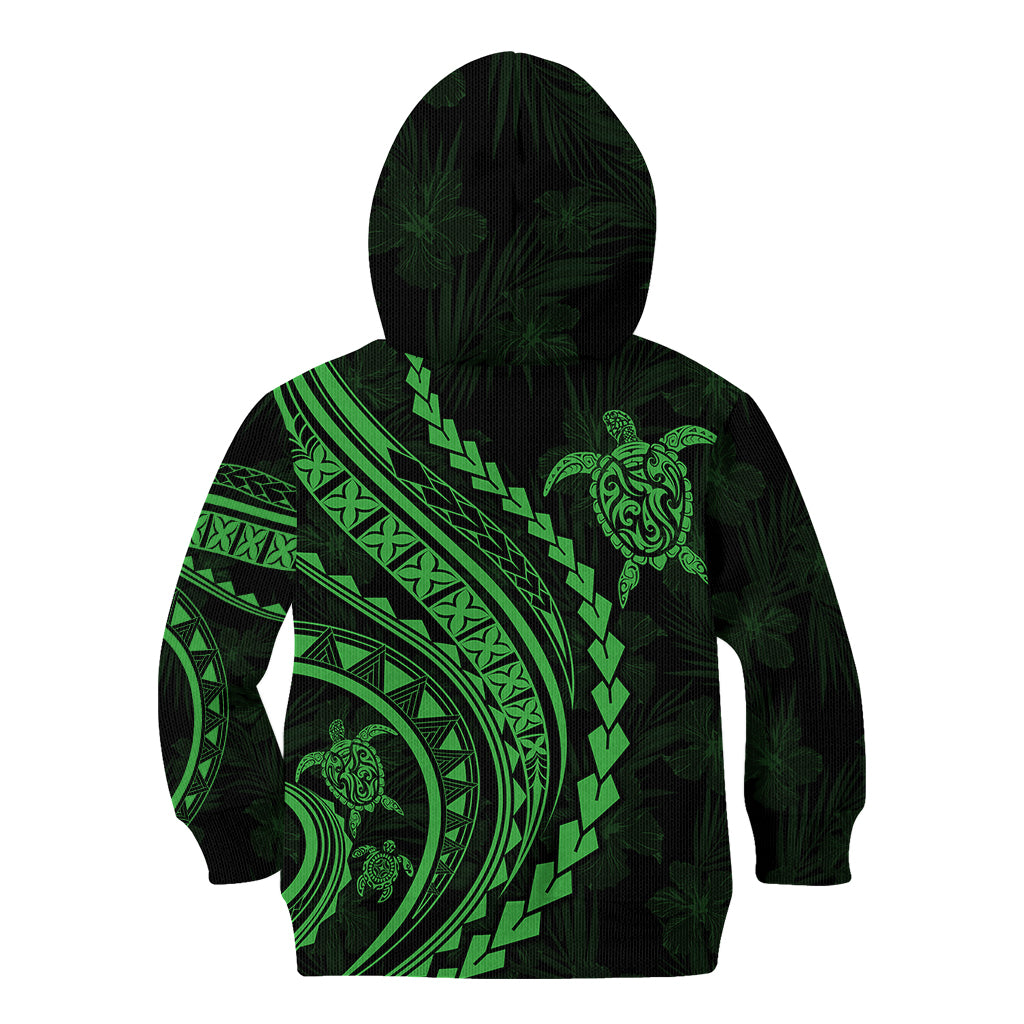 Polynesian Pride Kid Hoodie Turtle Hibiscus Luxury Style - Green LT7 - Polynesian Pride