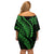 Polynesian Pride Off Shoulder Short Dress Turtle Hibiscus Luxury Style - Green LT7 - Polynesian Pride