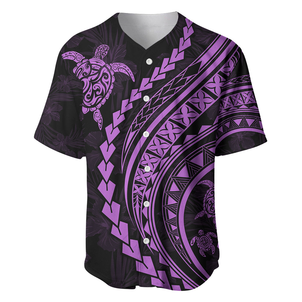 Polynesian Pride Baseball Jersey Turtle Hibiscus Luxury Style - Lilac LT7 Lilac - Polynesian Pride