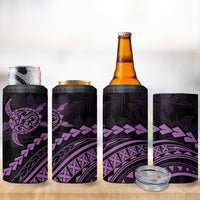 Polynesian Pride 4 in 1 Can Cooler Tumbler Turtle Hibiscus Luxury Style - Lilac