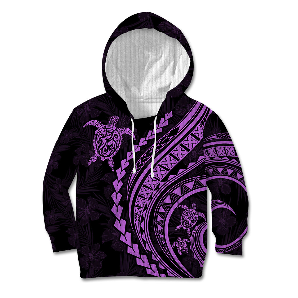 Polynesian Pride Kid Hoodie Turtle Hibiscus Luxury Style - Lilac LT7 Hoodie Lilac - Polynesian Pride