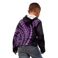 Polynesian Pride Kid Hoodie Turtle Hibiscus Luxury Style - Lilac LT7 - Polynesian Pride