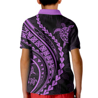Polynesian Pride Kid Polo Shirt Turtle Hibiscus Luxury Style - Lilac LT7 - Polynesian Pride
