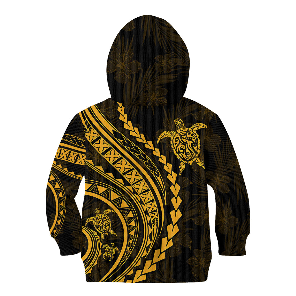 Polynesian Pride Kid Hoodie Turtle Hibiscus Luxury Style - Merigold LT7 - Polynesian Pride