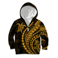Polynesian Pride Kid Hoodie Turtle Hibiscus Luxury Style - Merigold LT7 Zip Hoodie Merigold - Polynesian Pride