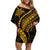 Polynesian Pride Off Shoulder Short Dress Turtle Hibiscus Luxury Style - Merigold LT7 Women Merigold - Polynesian Pride