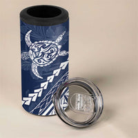 Polynesian Pride 4 in 1 Can Cooler Tumbler Turtle Hibiscus Luxury Style - Navy