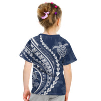 Polynesian Pride Kid T Shirt Turtle Hibiscus Luxury Style - Navy LT7 - Polynesian Pride