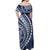 Polynesian Pride Off Shoulder Maxi Dress Turtle Hibiscus Luxury Style - Navy LT7 - Polynesian Pride