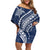 Polynesian Pride Off Shoulder Short Dress Turtle Hibiscus Luxury Style - Navy LT7 Women Navy - Polynesian Pride