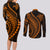 Polynesian Pride Couples Matching Long Sleeve Bodycon Dress and Long Sleeve Button Shirts Turtle Hibiscus Luxury Style - Orange LT7 - Polynesian Pride