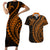 Polynesian Pride Couples Matching Short Sleeve Bodycon Dress and Hawaiian Shirt Turtle Hibiscus Luxury Style - Orange LT7 Orange - Polynesian Pride