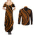 Polynesian Pride Couples Matching Summer Maxi Dress and Long Sleeve Button Shirts Turtle Hibiscus Luxury Style - Orange LT7 - Polynesian Pride