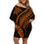 Polynesian Pride Off Shoulder Short Dress Turtle Hibiscus Luxury Style - Orange LT7 Women Orange - Polynesian Pride