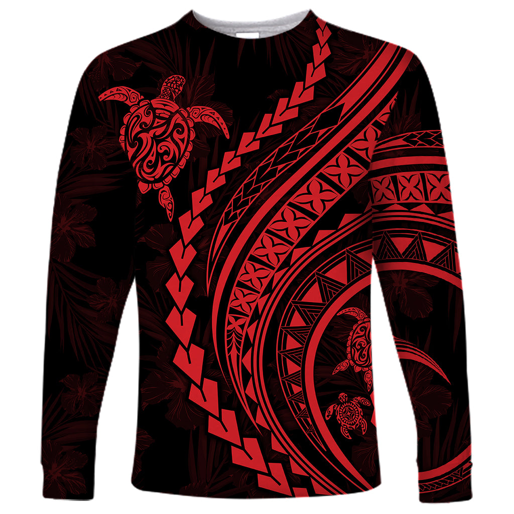 Polynesian Pride Long Sleeve Shirt Turtle Hibiscus Luxury Style - Rose LT7 Unisex Rose - Polynesian Pride