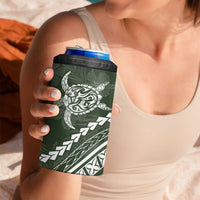 Polynesian Pride 4 in 1 Can Cooler Tumbler Turtle Hibiscus Luxury Style - Sage