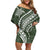 Polynesian Pride Off Shoulder Short Dress Turtle Hibiscus Luxury Style - Sage LT7 Women Sage - Polynesian Pride