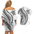 Polynesian Pride Couples Matching Off Shoulder Short Dress and Hawaiian Shirt Turtle Hibiscus Luxury Style - White LT7 - Polynesian Pride