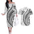 Polynesian Pride Couples Matching Off The Shoulder Long Sleeve Dress and Hawaiian Shirt Turtle Hibiscus Luxury Style - White LT7 White - Polynesian Pride