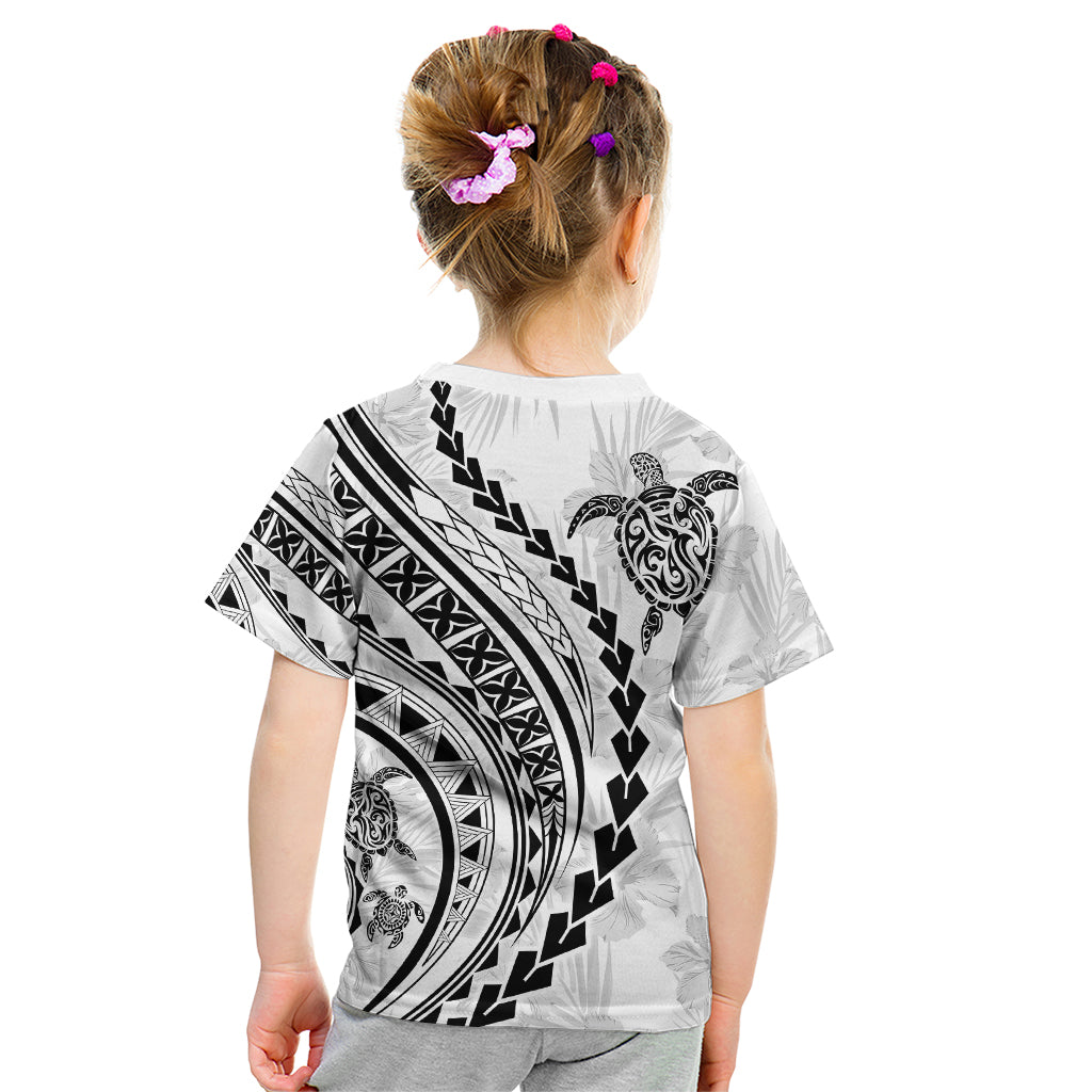 Polynesian Pride Kid T Shirt Turtle Hibiscus Luxury Style - White LT7 - Polynesian Pride