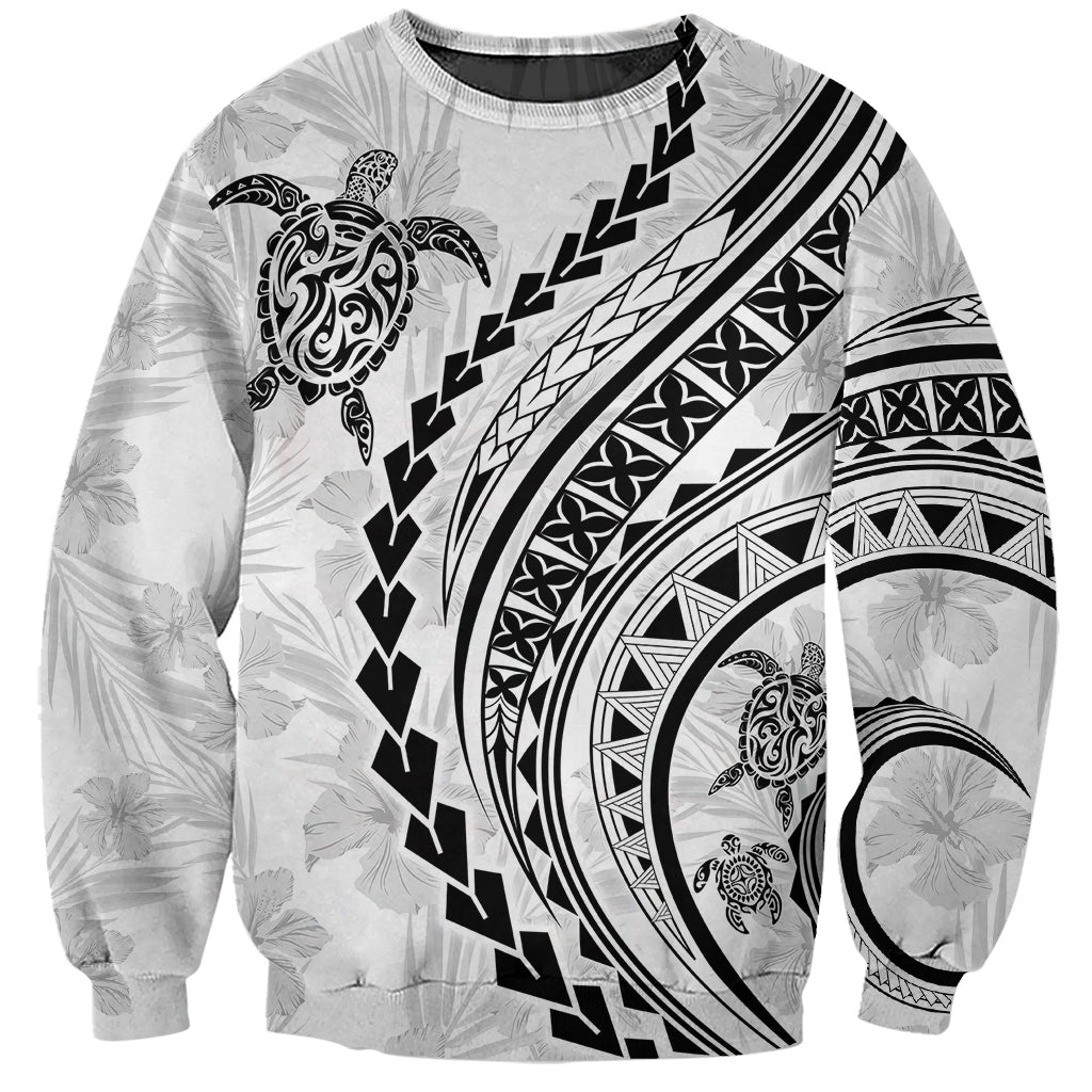 Polynesian Pride Sweatshirt Turtle Hibiscus Luxury Style - White LT7 Unisex White - Polynesian Pride