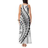 Polynesian Pride Tank Maxi Dress Turtle Hibiscus Luxury Style - White LT7 - Polynesian Pride