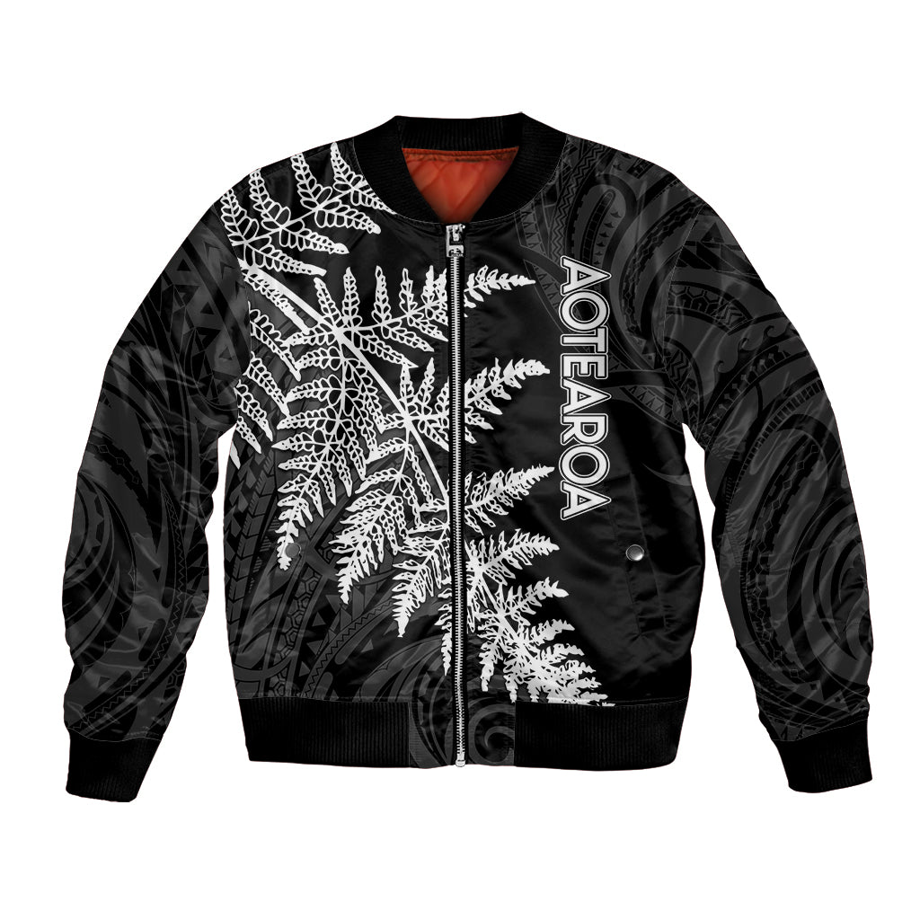 Personalised New Zealand Rugby Bomber Jacket World Cup 2023 Silver Fern Champions LT7 Unisex Black - Polynesian Pride