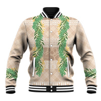 Hawai'i Paniolo Maile Twisted Lei Baseball Jacket Almond Brown LT7 Unisex Brown - Polynesian Pride