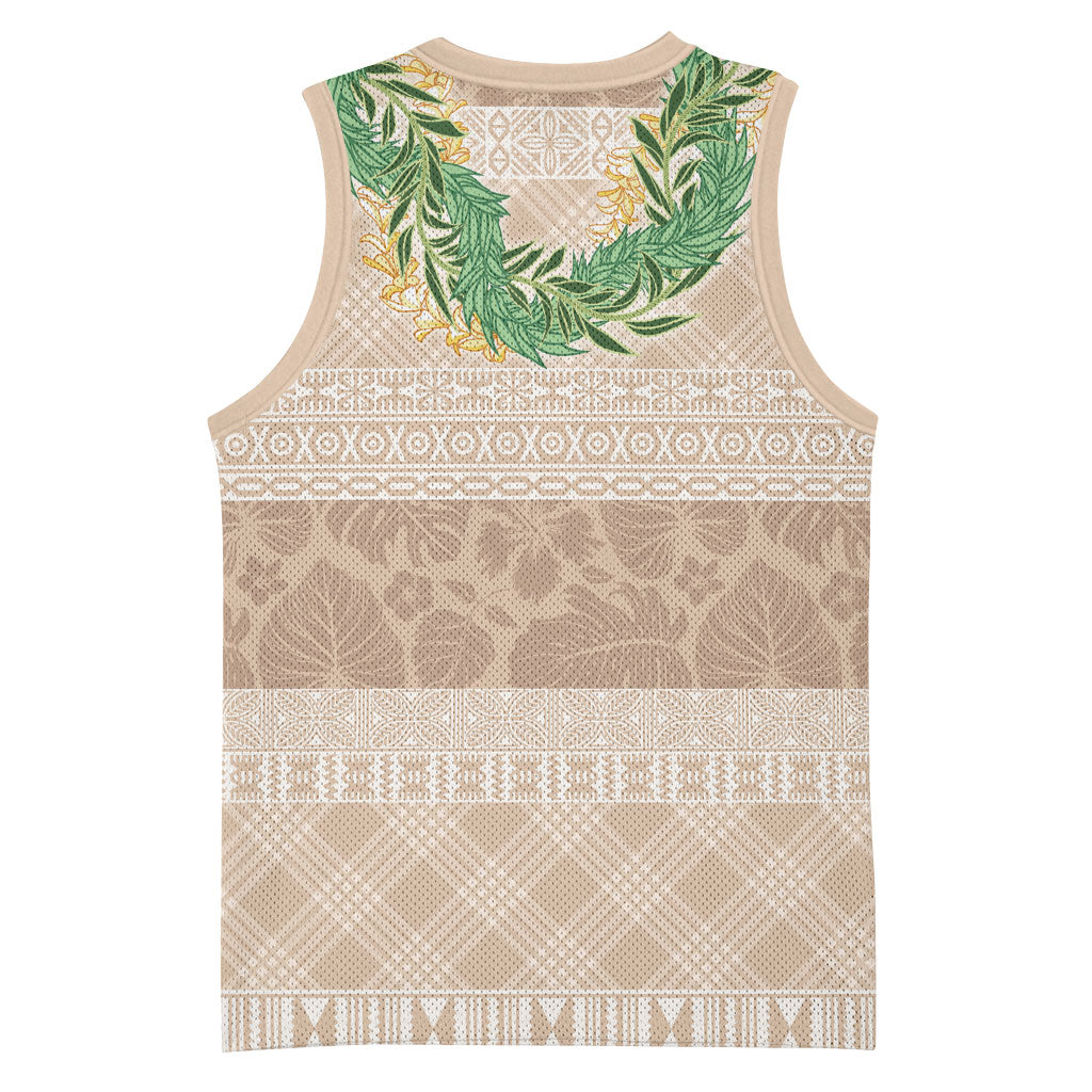 Hawai'i Paniolo Maile Twisted Lei Basketball Jersey Almond Brown LT7 - Polynesian Pride