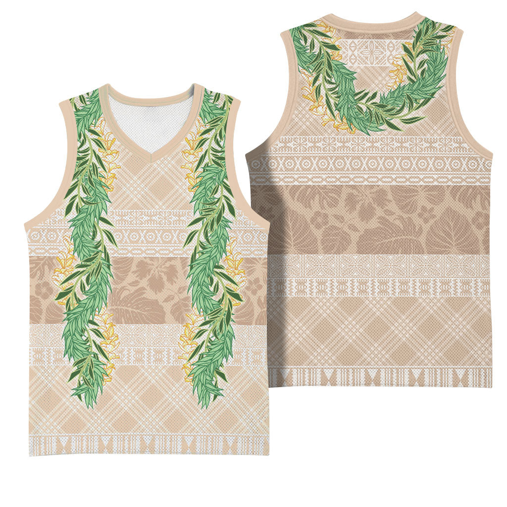 Hawai'i Paniolo Maile Twisted Lei Basketball Jersey Almond Brown LT7 - Polynesian Pride