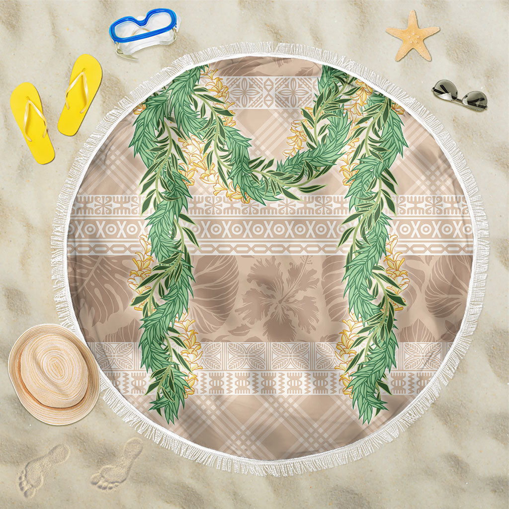 Hawai'i Paniolo Maile Twisted Lei Beach Blanket Almond Brown LT7 One Size 150cm Brown - Polynesian Pride
