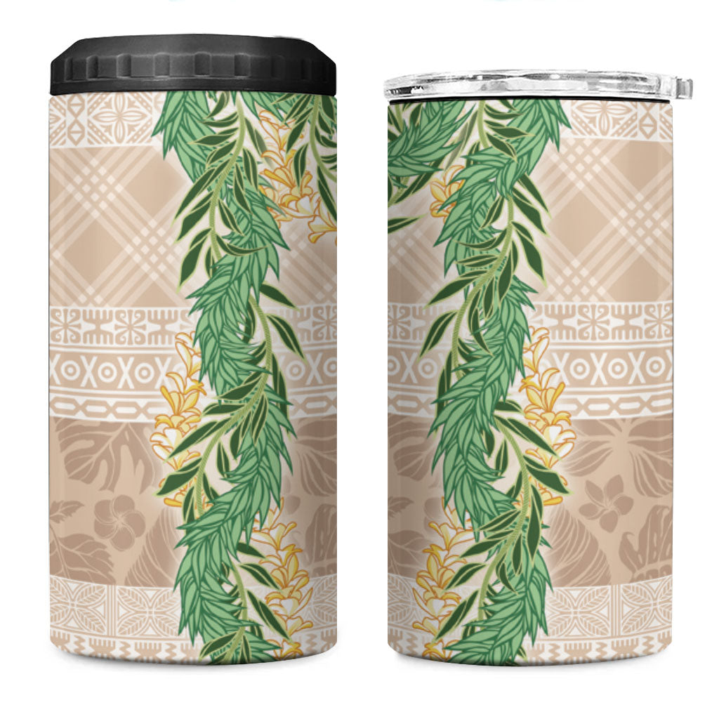 Hawai'i Paniolo Maile Twisted Lei 4 in 1 Can Cooler Tumbler Almond Brown LT7 One Size: 16 oz Brown - Polynesian Pride