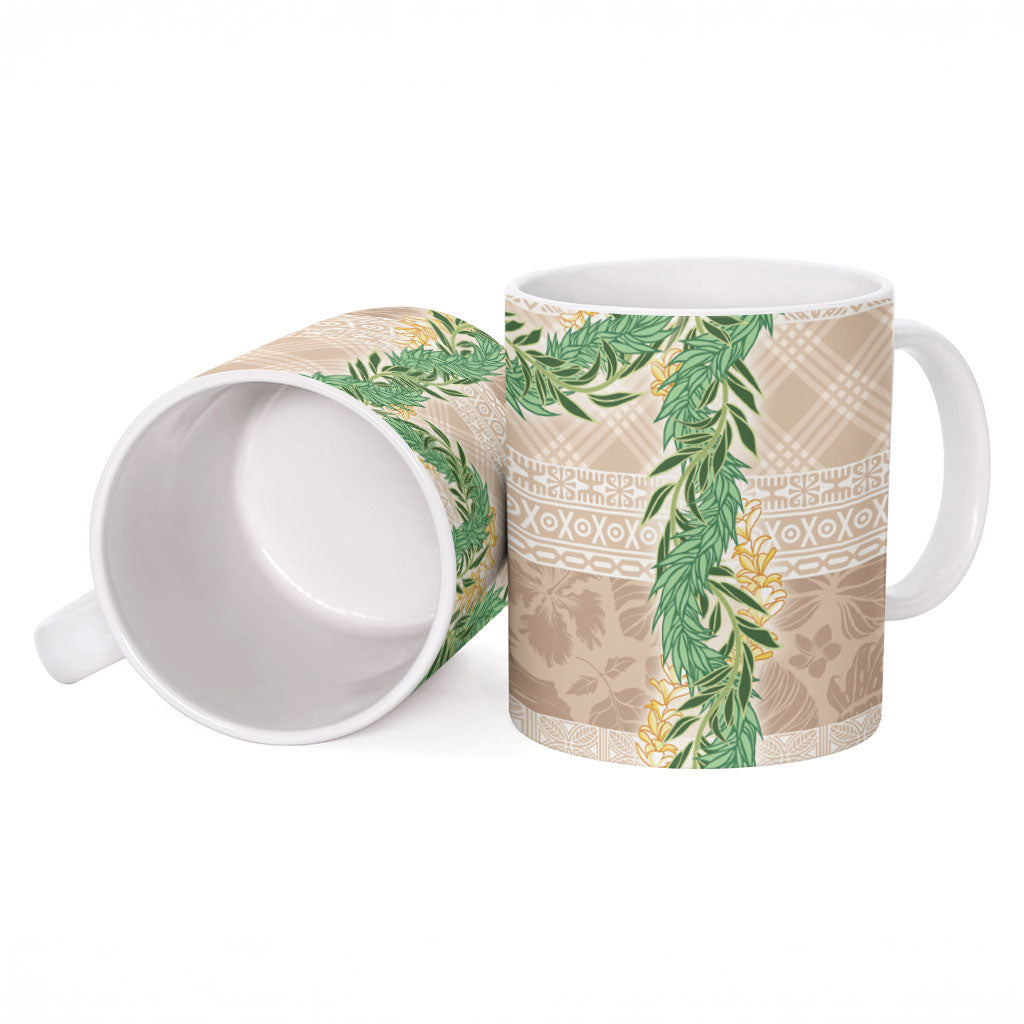 Hawai'i Paniolo Maile Twisted Lei Ceramic Mug Almond Brown LT7 - Polynesian Pride