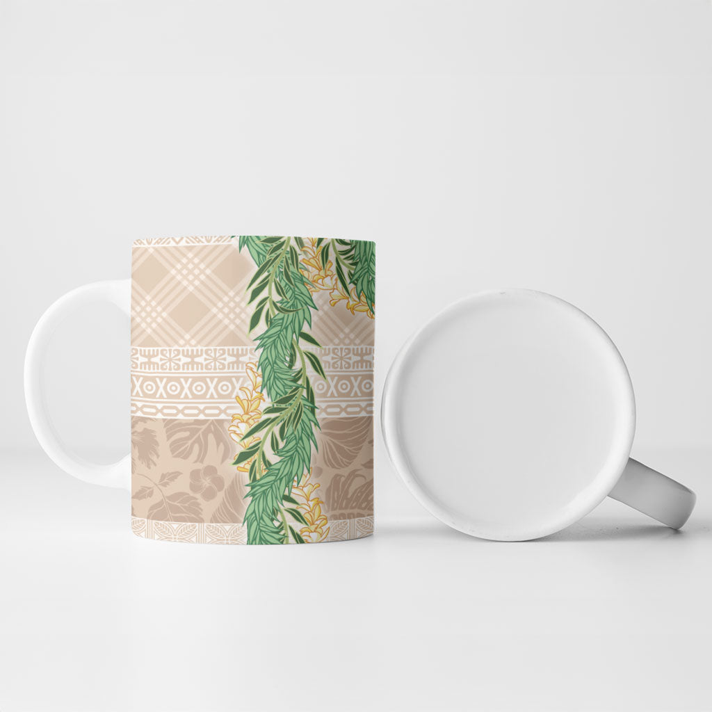 Hawai'i Paniolo Maile Twisted Lei Ceramic Mug Almond Brown LT7 - Polynesian Pride