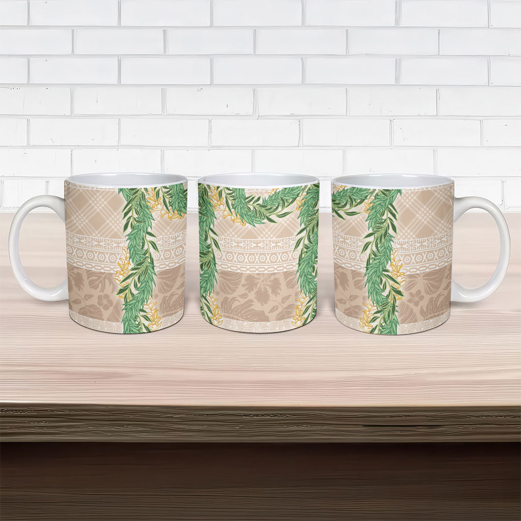 Hawai'i Paniolo Maile Twisted Lei Ceramic Mug Almond Brown LT7 - Polynesian Pride
