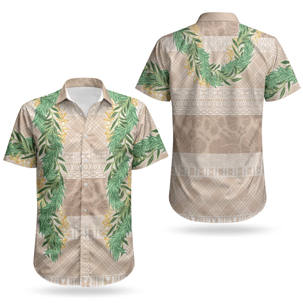 Hawai'i Paniolo Maile Twisted Lei Couples Matching Puletasi and Hawaiian Shirt Almond Brown LT7 - Polynesian Pride