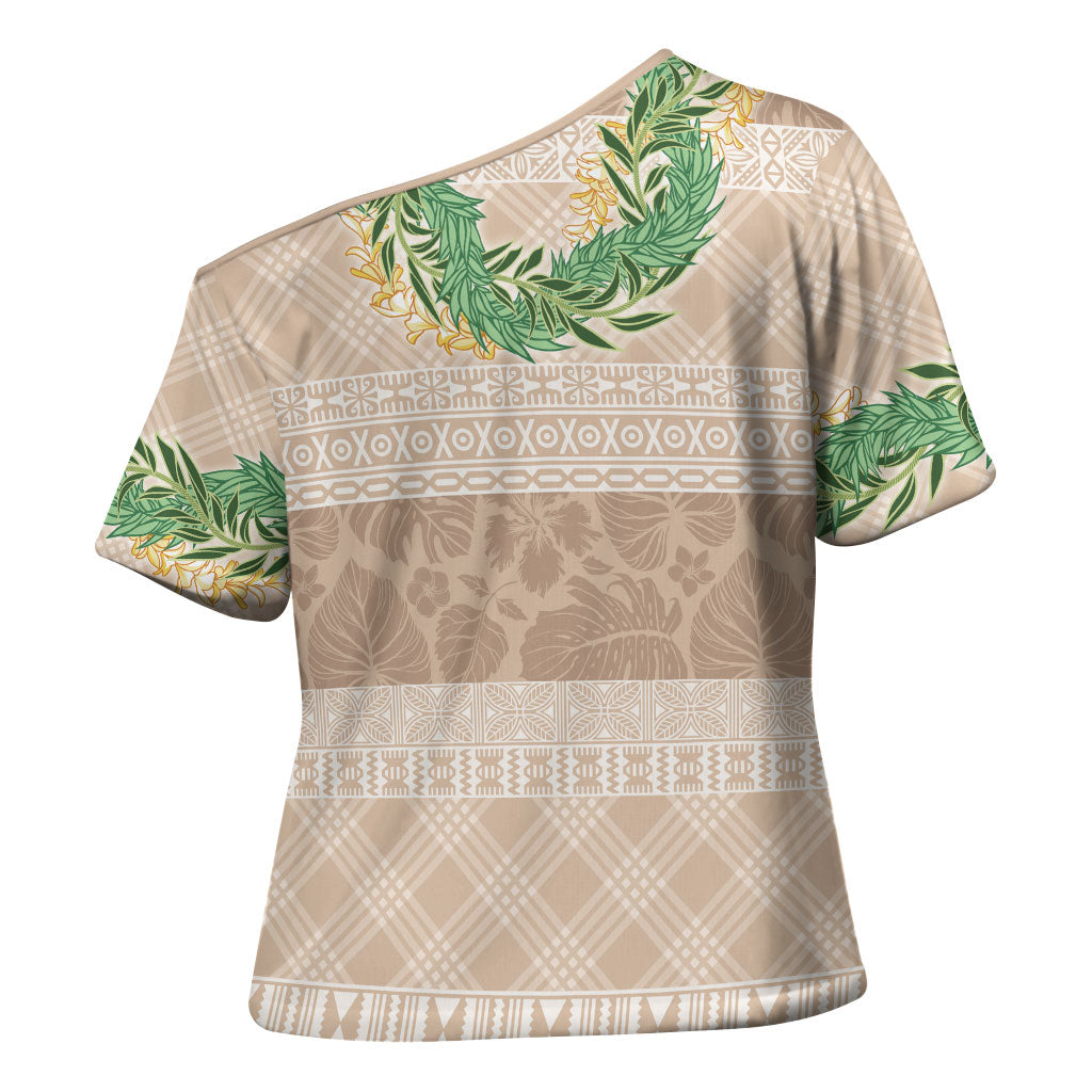 Hawai'i Paniolo Maile Twisted Lei Cross Shoulder Shirt Almond Brown LT7 - Polynesian Pride
