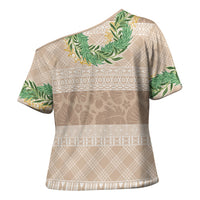 Hawai'i Paniolo Maile Twisted Lei Cross Shoulder Shirt Almond Brown LT7 - Polynesian Pride