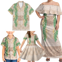 Hawai'i Paniolo Maile Twisted Lei Family Matching Off Shoulder Maxi Dress and Hawaiian Shirt Almond Brown LT7 - Polynesian Pride