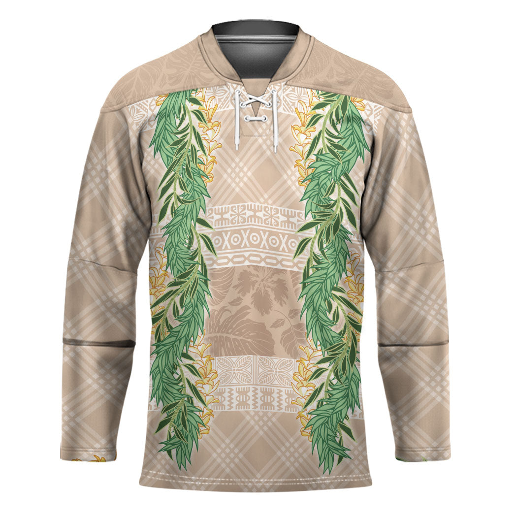 Hawai'i Paniolo Maile Twisted Lei Hockey Jersey Almond Brown LT7 Unisex Brown - Polynesian Pride
