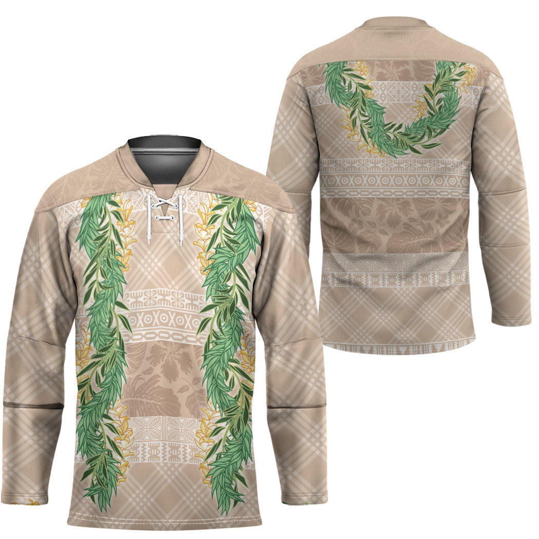 Hawai'i Paniolo Maile Twisted Lei Hockey Jersey Almond Brown LT7 - Polynesian Pride