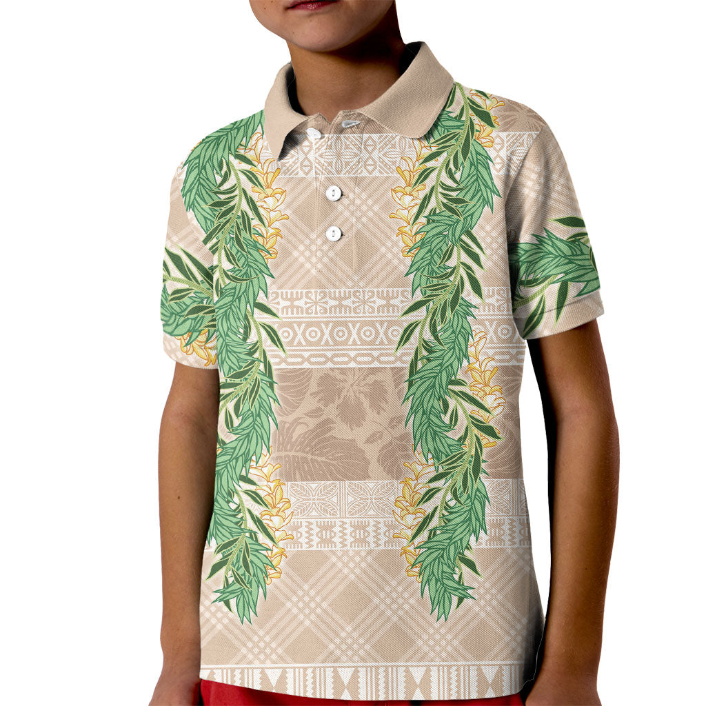 Hawai'i Paniolo Maile Twisted Lei Kid Polo Shirt Almond Brown