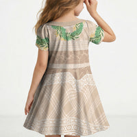 Hawai'i Paniolo Maile Twisted Lei Kid Short Sleeve Dress Almond Brown LT7 - Polynesian Pride